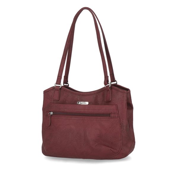 Oakland Tote, Burgundy Stitched Floral :] - Picture 1 of 5
